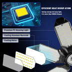 POLARPRA LED Garage Light - 160W LED Garage Ceiling Lights 16000LM Super Bright Garage Lighting with 6 Deformable Panels E26/E27 Screw in Led Shop Lights for Basement Workshop Warehouse Attic
