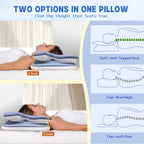 Cervical Pillow for Neck Pain Relief - Ergonomic Memory Foam Pillow with Adjustable Cooling Contour Design, Orthopedic Support for Side/Back/Stomach Sleepers, Machine-Washable Cover (Blue)