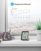 Govee Indoor Hygrometer Thermometer 2 Pack, Bluetooth Humidity Temperature Gauge with Large LCD Display, Notification Alert with Max Min Records, 2 Years Data Storage Export for Room Greenhouse, Black
