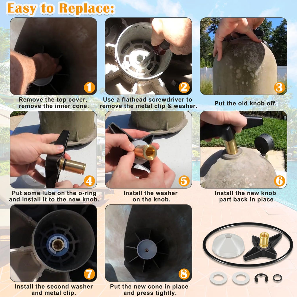 CX900G Pool Filter Locking Knob & CX900DA Knob Kit Fit for Hayward Star-Clear Plus Cartridge Filter Models C751 C900 C9002 C1200 C12002 C12002S, Replace for CX900D/CX900H/CX900W/C900J/CX900F