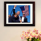 Trump Photo Frame 10"x8" | Trump Assassination Attempt Never Surrender Mugshot Photograph | The President's Man Donald J. Trump Merchandise | Trump Keep Fighting Fist Pump Framed Photo