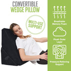 Adjustable Bed Wedge Pillow for Sleeping - 7 in 1 Incline Folding Memory Foam Cushion - Body Positioner System for Legs or Back | Support Pillow Helps Acid Reflux, Anti Snoring, Heartburn, GERD