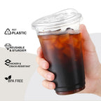 AOZITA 100 Sets - 24 oz Crystal Clear Plastic Cups With Sip Lids, Disposable Cups With Sip Through Lids for Iced Coffee, Smoothie, Milkshake, Cold Drinks
