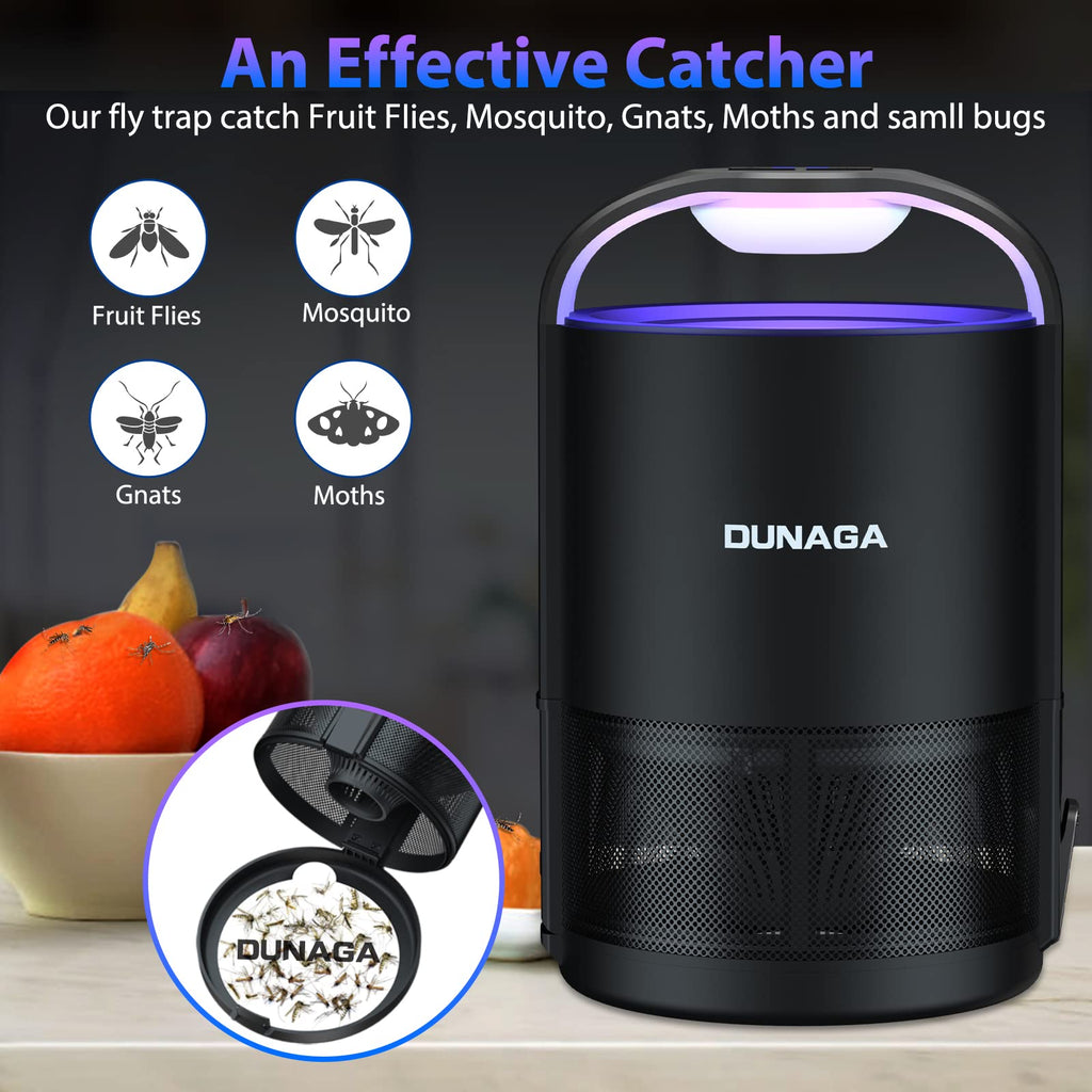 DUNAGA Fly Traps Indoor, Fruit Fly Traps, Gnat Traps, Bug Zapper Indoor, Insect Traps Indoor with 10 Sticky Glue Boards, Black