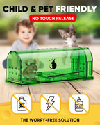 Motel Mouse Humane Mouse Traps No Kill Live Catch and Release 4 Pack - Reusable, Easy to Use & Clean, No Touch Release, Sensitive Includes Cleaning Brush, Instruction Manual & Video - Mousetrap Indoor
