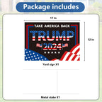 Probsin Trump 2024 Yard Sign with Metal H Stakes Double Sided 12" x 17" Trump Take America Back Black Signs Voted for Trump Outdoor Decorations for Indoor Outdoor Lawn, Garden, Window, Party Supplies