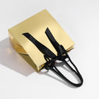 SHYRABBIT 10pcs Gold Gift Bags with Handles,5.5x2.8x5.9Inch Small Jewelry Paper Bags,Small Gift Bags,Gold gift bags with Bow,Christmas Gift Bags,Cosmetics paper bags