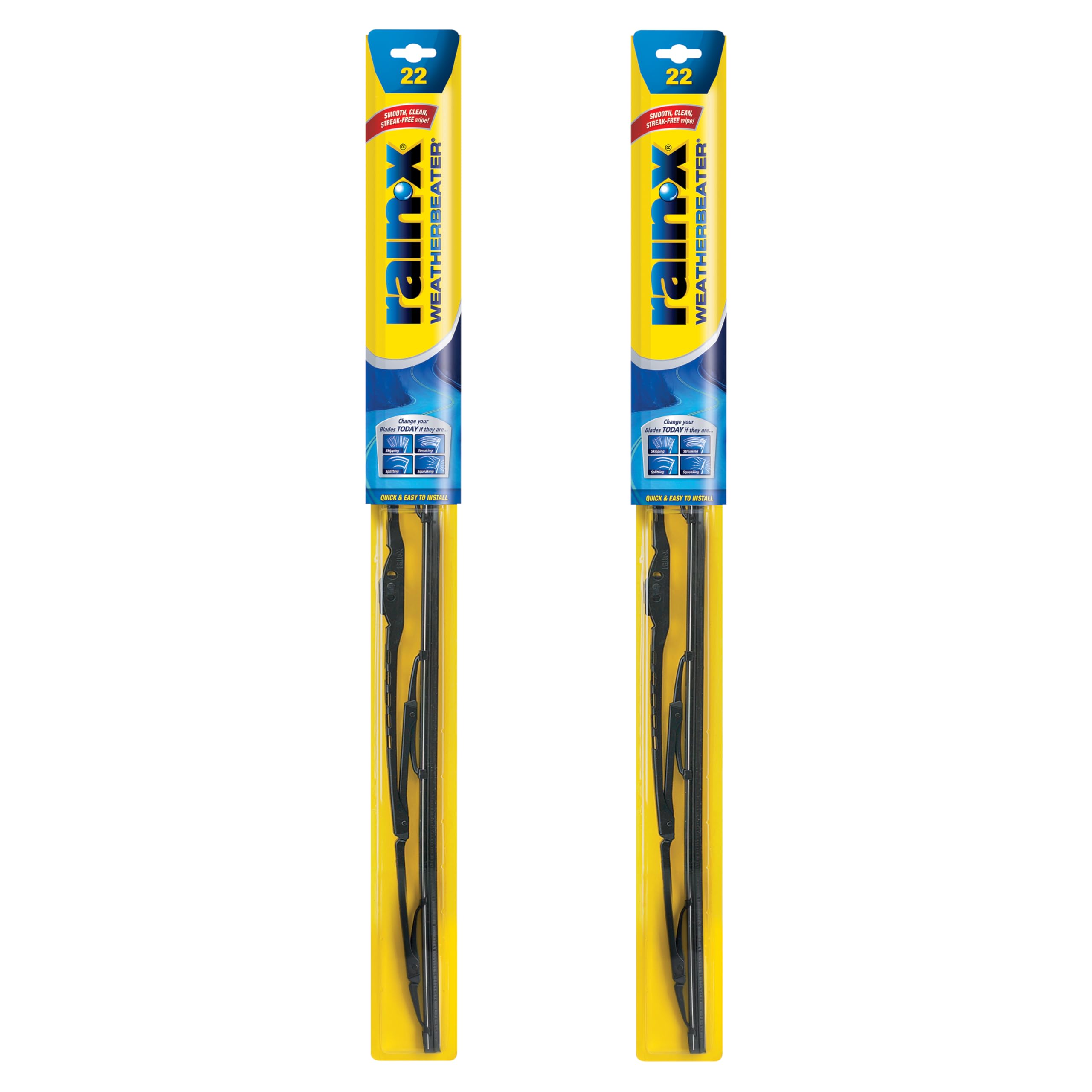 Rain-X 820149 WeatherBeater Wiper Blades, 22" Windshield Wipers (Pack of 2), Automotive Replacement Windshield Wiper Blades That Meet Or Exceed OEM Quality And Durability