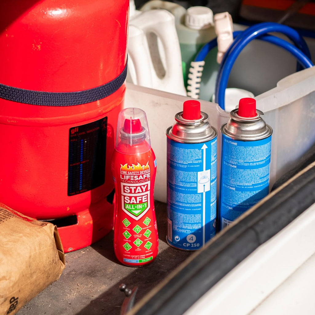 StaySafe All-in-1 Portable Fire Extinguisher by LifeSafe Technologies | Compact Fire Spray easy to use on 10 types of fires | Non-Toxic & Eco-Friendly