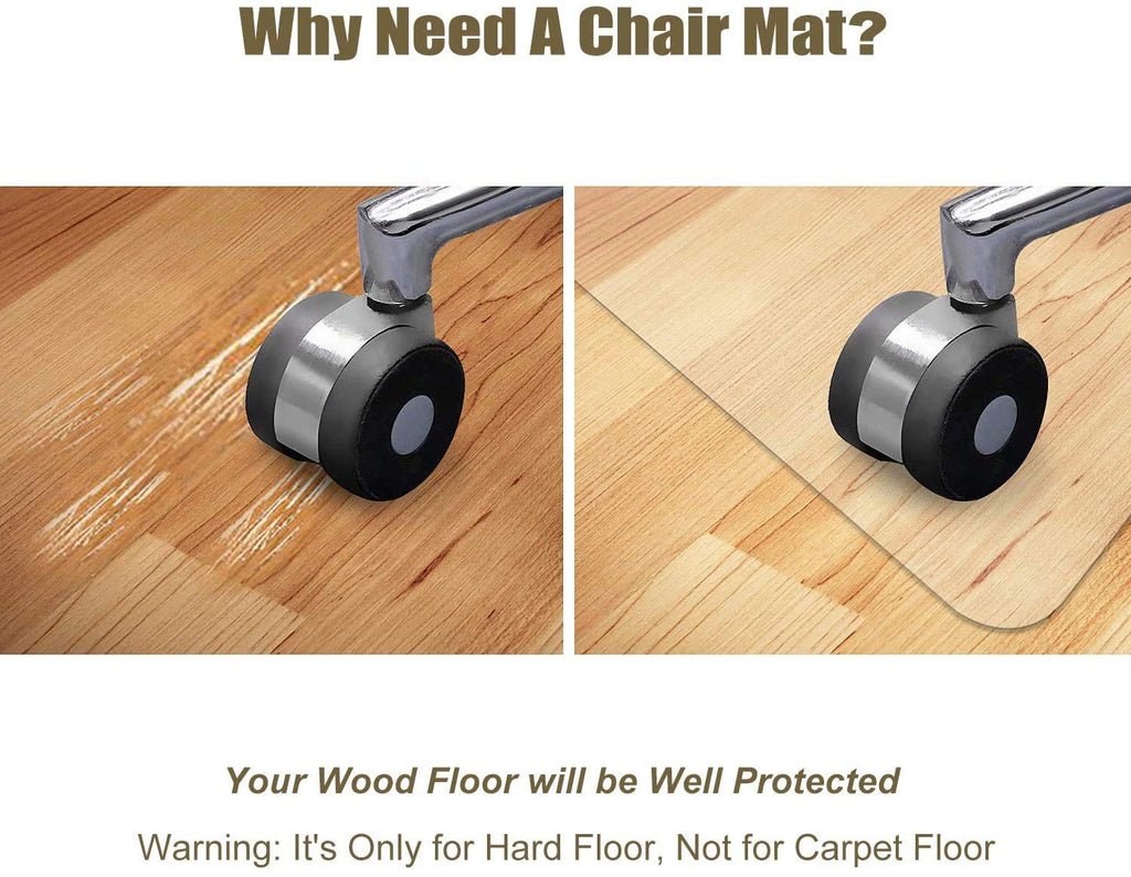 Azadx Chair Mat for Hardwood Floor 36" x 48" Office Chair Mat for Hardwood Floors 2mm PVC Slip Resistant Heavy Duty Floor Protector Computer&Desk Chair Mats for Rolling Chairs