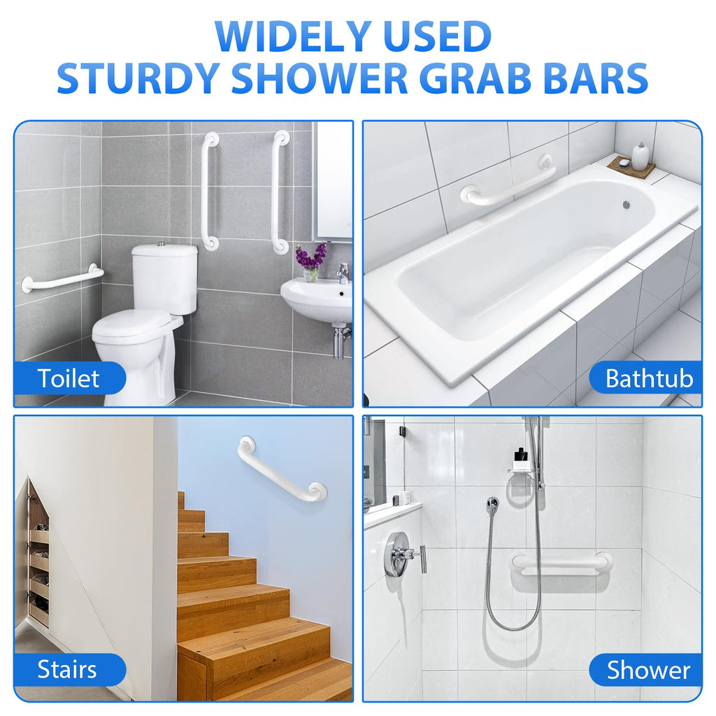 2 Pack Shower Grab Bar, Stainless Steel Bathroom Grab Bar, Shower Handle, Bath Handle, Grab Bars for Handicap Elderly Seniors Bathroom Safety Grab Bar (18 Inch，White)