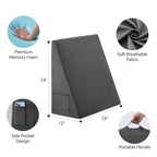 Bedluxe Bed Wedge Pillow for Sleeping, 12 Inch Memory Foam Wedge Pillow Post Surgery, Triangle Pillow Wedge, Elevated Support Pillows for Sleeping, Acid Reflux & Snoring - Removable Washable Cover