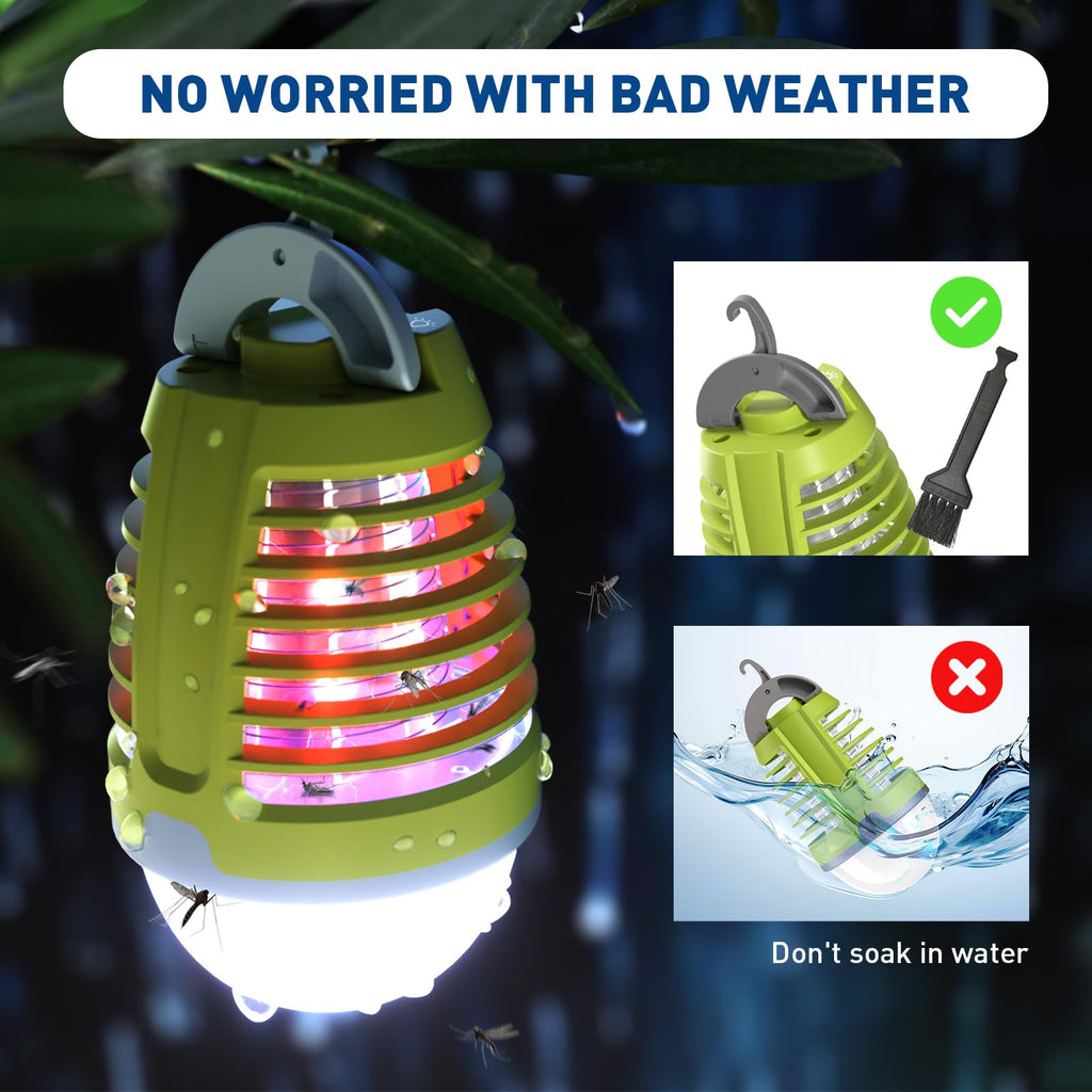 vertmuro Portable Bug Zapper Outdoor Indoor, Electric Mosquito Fly Killer Lamp with Three Lighting Mode, USB Rechargeable Light Bulb Zapper for Camping, Home, Patio (1 Pack)
