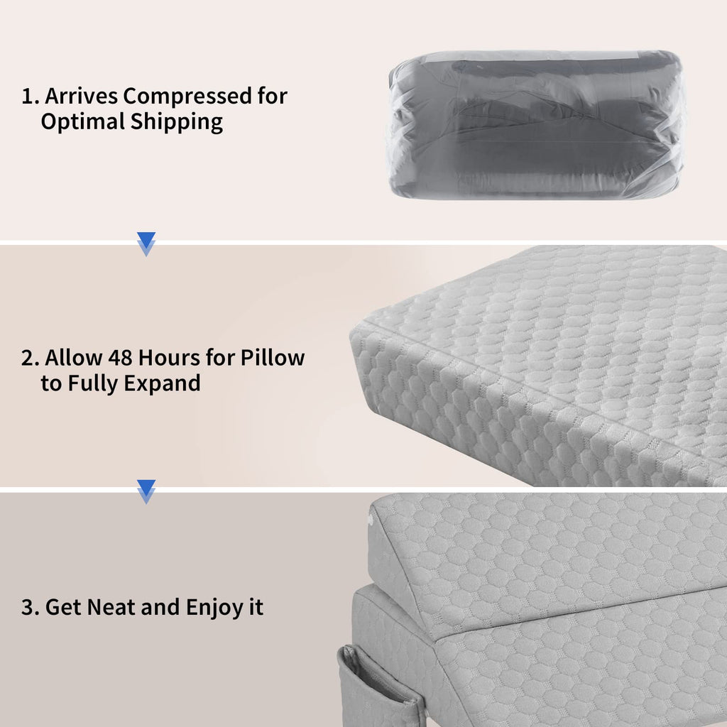 EUHAMS Queen Size Bed Wedge Pillow - Bed Gap Filler Mattress Wedge Headboard Pillow Close The Gap 0-7" Between Your Headboard and Mattress or Wall for Sleeping Backrest Pillow (60"x10"x6" Gray)