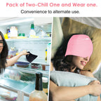ComfiTECH Migraine Ice Head Wrap, Headache Relief Hat for Migraine Cap for Tension Puffy Eyes Migraine Relief Cap for Sinus Headache and Stress Relief Cold Compress (Black & Pink)