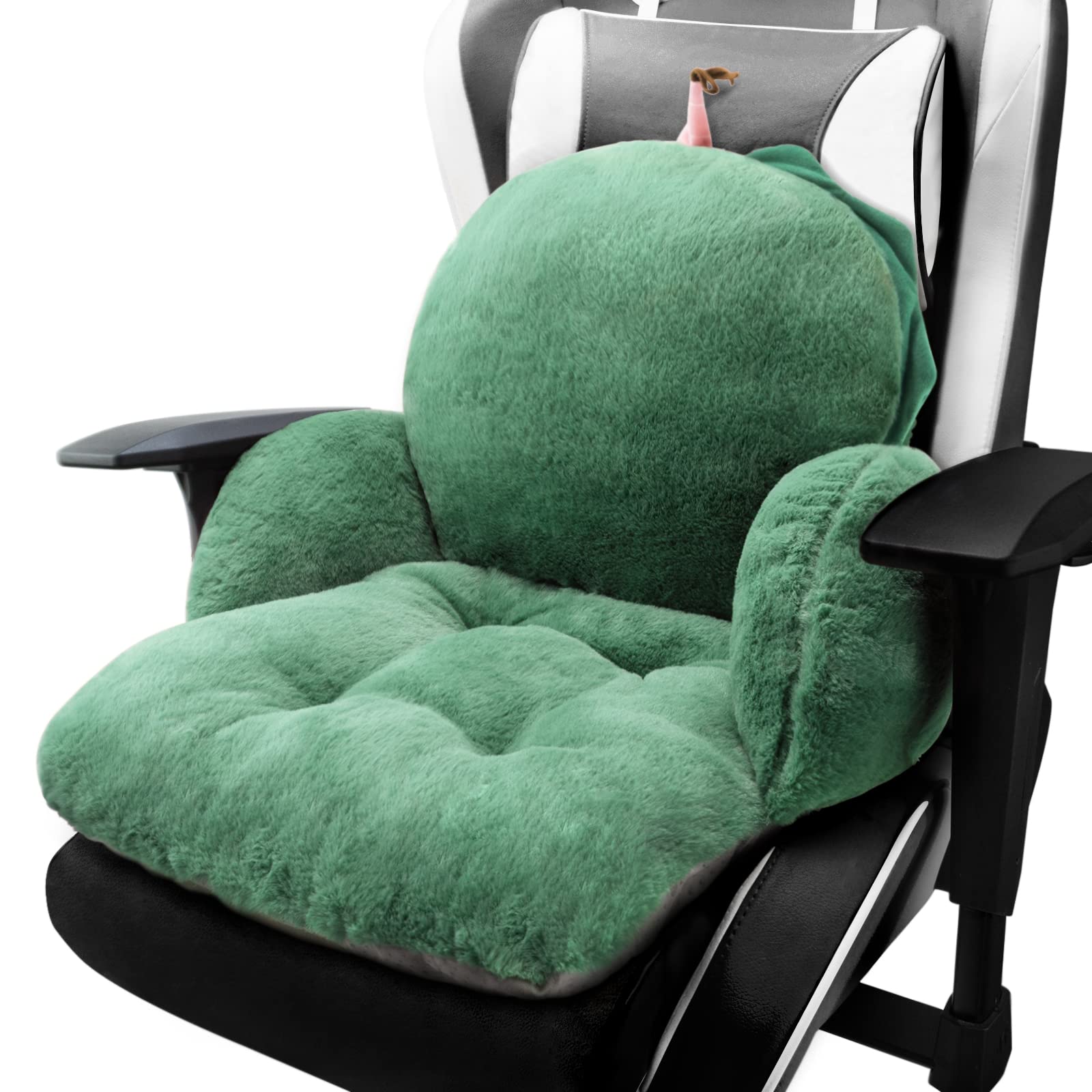 QYA Cute Chair Cushion, Soft Seat Cushions for Office Desk, Kawaii Chair Pillow for Gaming, Comfy Floor Seating for Adults, Bedroom Playroom Dining Living Room Decor, 17"x16.5", Green