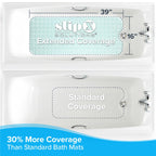 SlipX Solutions Power Grip Extra Long Bath Tub & Shower Mat 39x16, Wet Floor Non-Slip for Elderly & Kids Bathroom, 30% Longer Bathtub Mats, 200 Suction Cups, Drain Holes (1, Translucent Light Green)