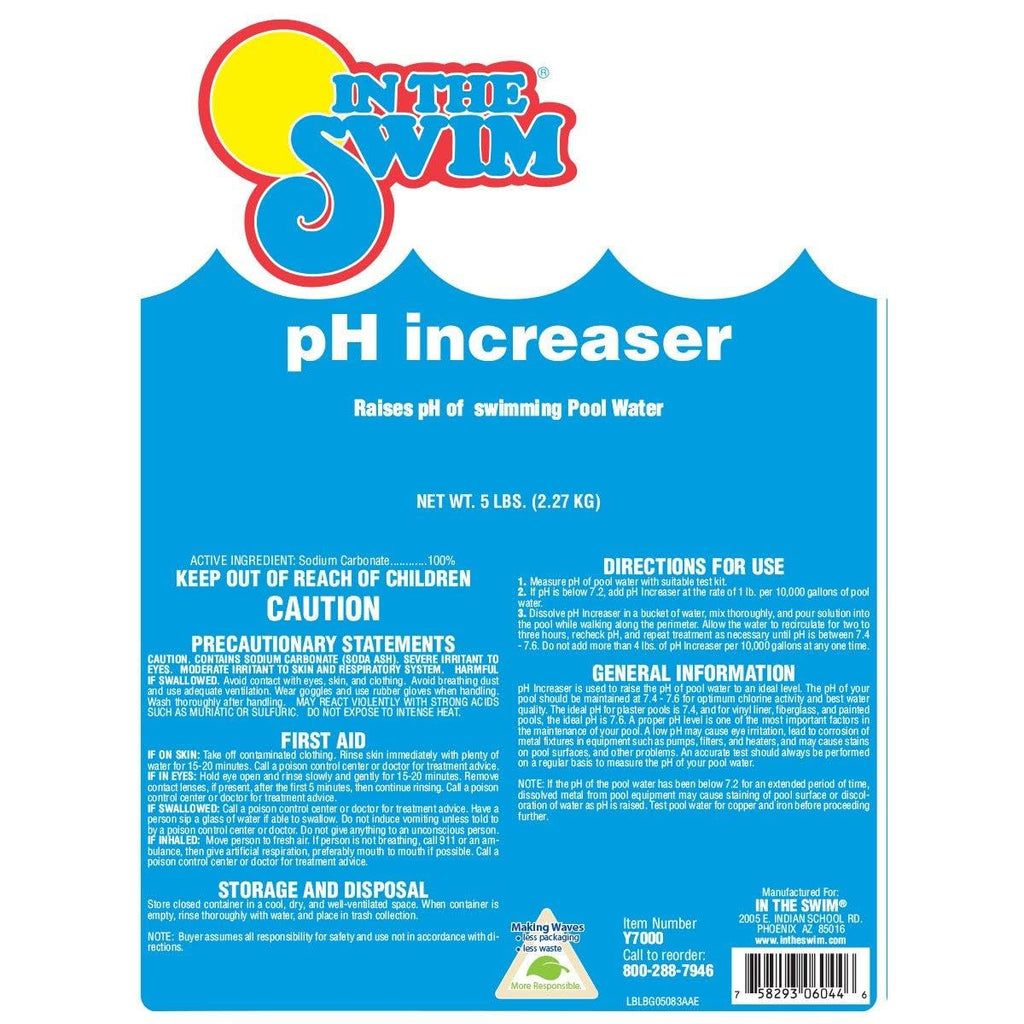 In The Swim pH Increaser for Pools - Granular 100% Sodium Carbonate (Soda Ash) to Raise pH Up - 25 Pounds