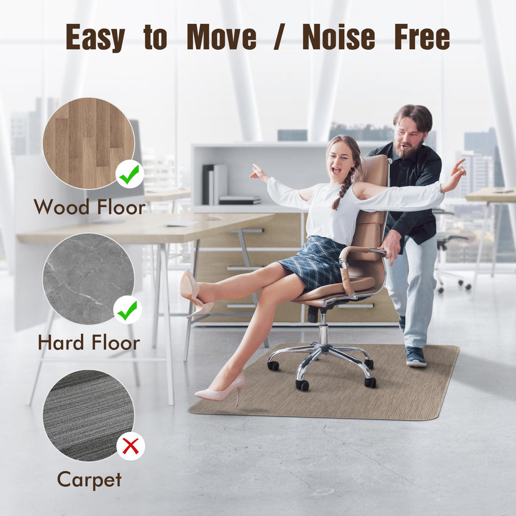 Blvornl Office Chair Mat - 35" x 48" Desk Chair Mat for Hard Wood and Tile Floor, Large Anti-Slip Hard Floor Protector, PVC Mat Desk Rug, Dark Brown