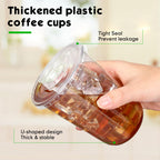 Ziliny 50 Sets Clear Plastic Cups with Lids and Straws, Disposable Iced Coffee Cups Drinking PET for Cold Drinks, Juice, Smoothie, Coffee Shops, Party, Christmas(Clear,16 oz)