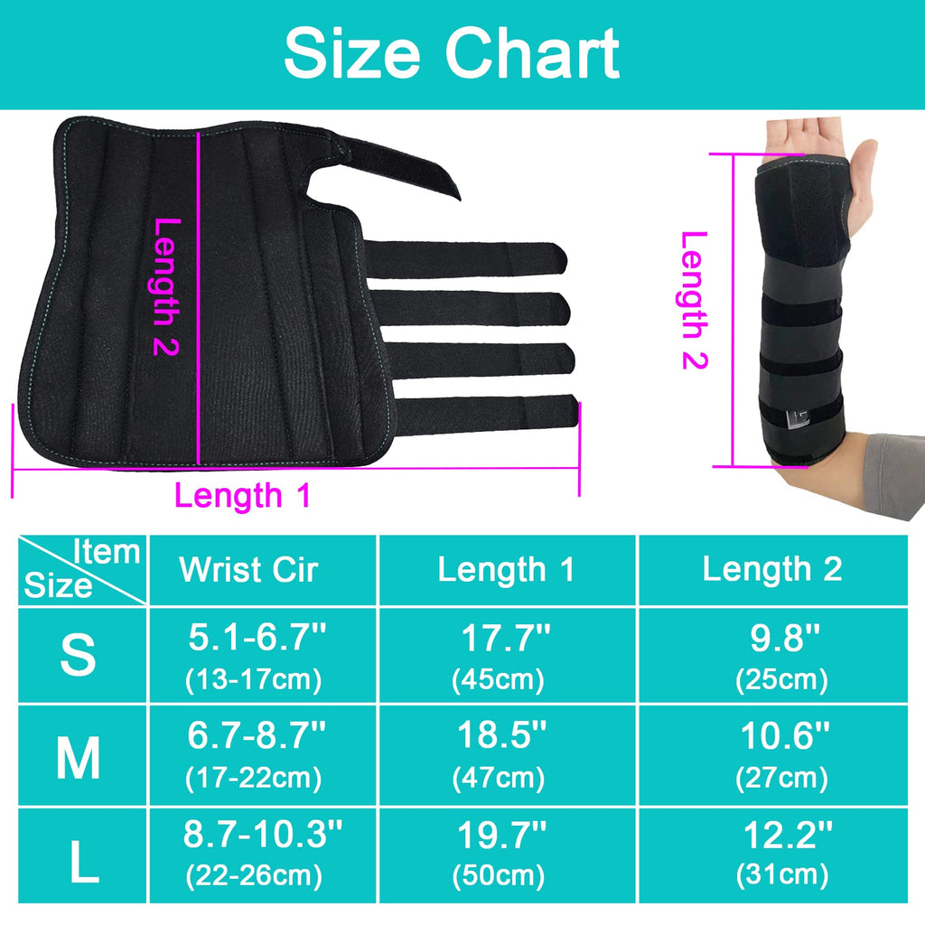 TANDCF Unisex Forearm and Wrist Support Splint Brace Double Fixation Wrist Brace for Carpal Tunnel,Adjustable Night Time Forearm Immobilizer Brace Splints,12.2 inch (31cm) length(LH/L)