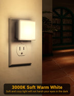 JandCase Night Light, 4 Pack Night Lights Plug into Wall with Auto Light Sensor, 3000K Warm White Nightlight Plug in, LED Night Lights for Kids Adults Bathroom Hallway Kitchen