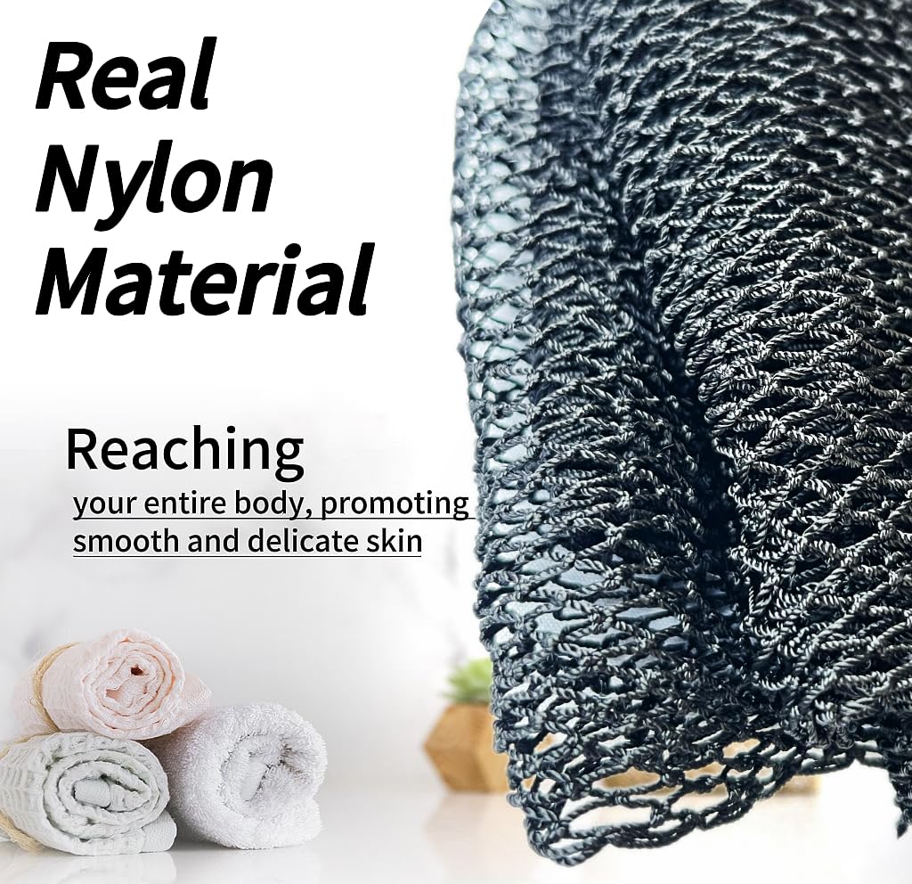SPMKTBOZAI African Net Sponge Authentic, African Exfoliating Sponge Real African Net Black Owned, African Bath Sponge Back Scrubber, Body Exfoliator Shower Bath Accessories (Black)