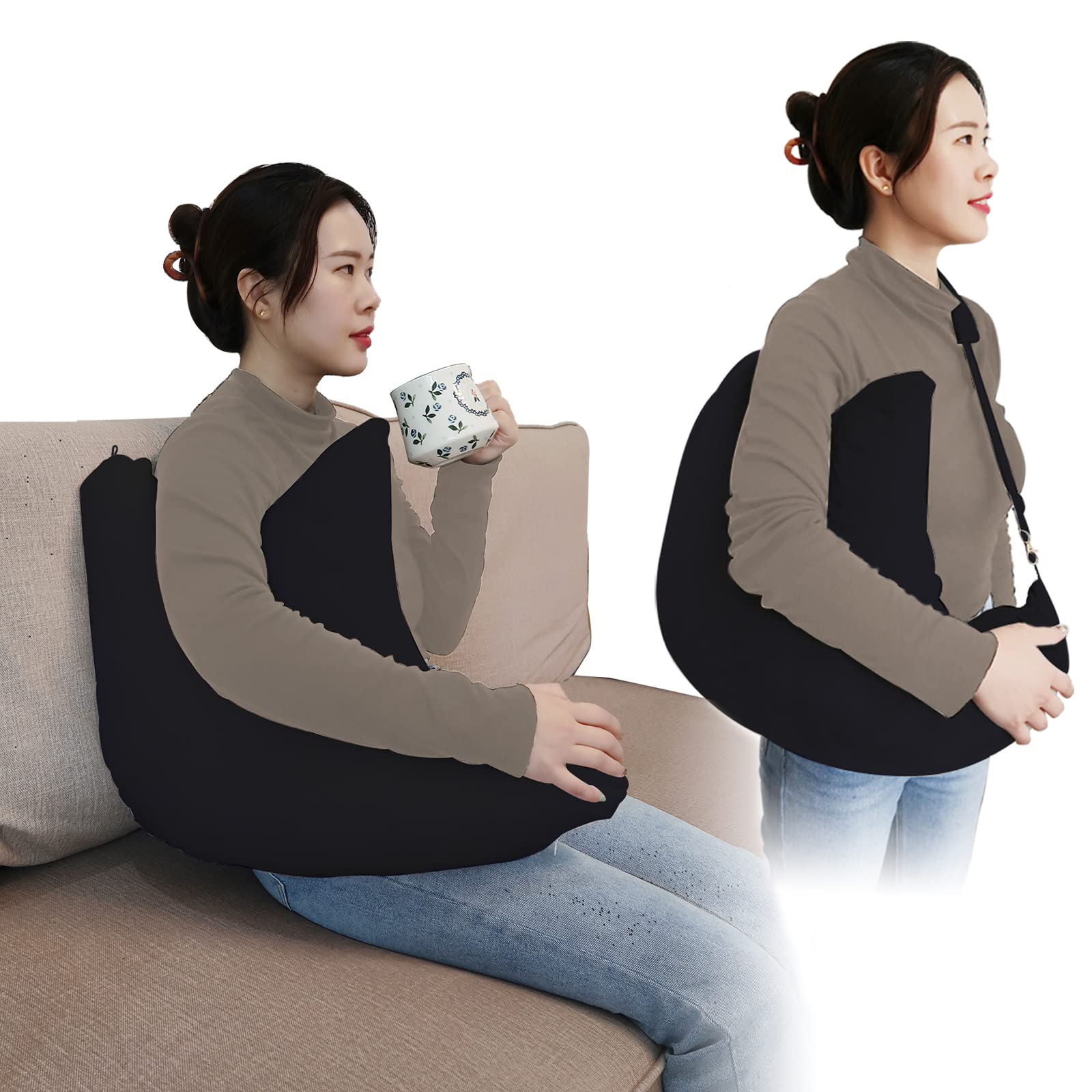 zimucxn Shoulder Surgery Pillow, Shoulder Pillow with Detachable Sling, Rotator Cuff Pillow for Shoulder Pain Relief, Comfortable Post Shoulder Surgery Pillow, Firm and Removable(Black)