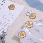 UNIQOOO Wax Seal Stickers - Eucalyptus Wedding Invitation Envelope Seal Stickers, 100 Pcs Self- Adhesive Prosecco Metallic Lignt Gold Stickers, Perfect for Invitation, Christmas, Gift Wrapping