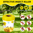 Wasp Trap Solar Powered Bee Trap Reusable Fly Traps Outdoor Hanging Wasp Killer with UV LED Light Flying Insects Bee Killer for Indoor Outdoor Patio Garden Home(Yellow,6 Packs)