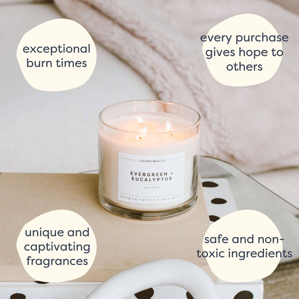 Calyan Wax Soy Wax Candle, Vetiver & Tonka, 3 Wick Scented Candle for The Home | Premium Candle with Essential Oils | 14.9 oz Soy Wax, 43 Hour Burn Time, Large Candle in Glass Jar