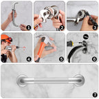 2 Pack 12 Inch Grab Bars for Bathtubs and Showers, Anti Slip Shower Grab Bars Stainless Steel Shower Handle Toilet Handicap Elderly Senior Assist Bathroom Saft Handle