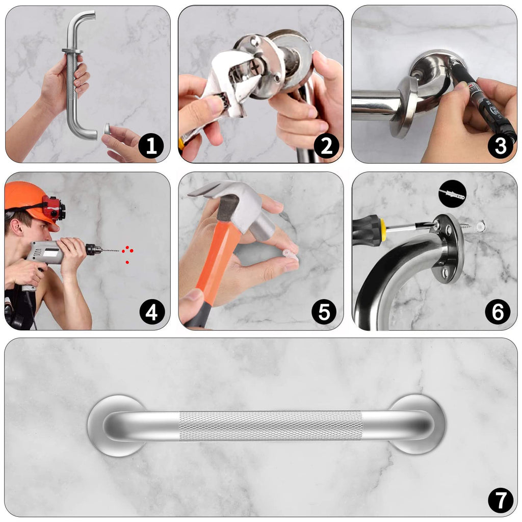 2 Pack 24 Inch Grab Bars for Bathtubs and Showers, Anti Slip Shower Grab Bars Stainless Steel Shower Handle Toilet Handicap Elderly Senior Assist Bathroom Saft Handle