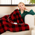 Electric Heated Sherpa Buffalo Plaid Christmas Throw Blanket with 8 Heating Levels & 8 Hours Auto Off, Fast Heating Warm Plush Washable Blanket with Over-Heat Protection, ETL Certification, Red