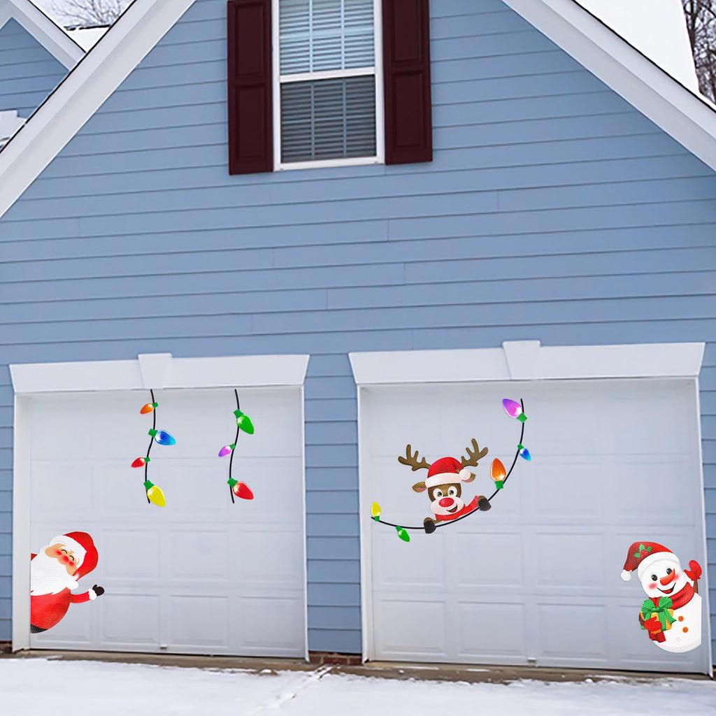 44PCS Christmas Car Refrigerator Decorations - Reflective Bulb Light Santa Reindeer Tree Snowman Magnet Accessories Set Xmas Holiday Cute Decor