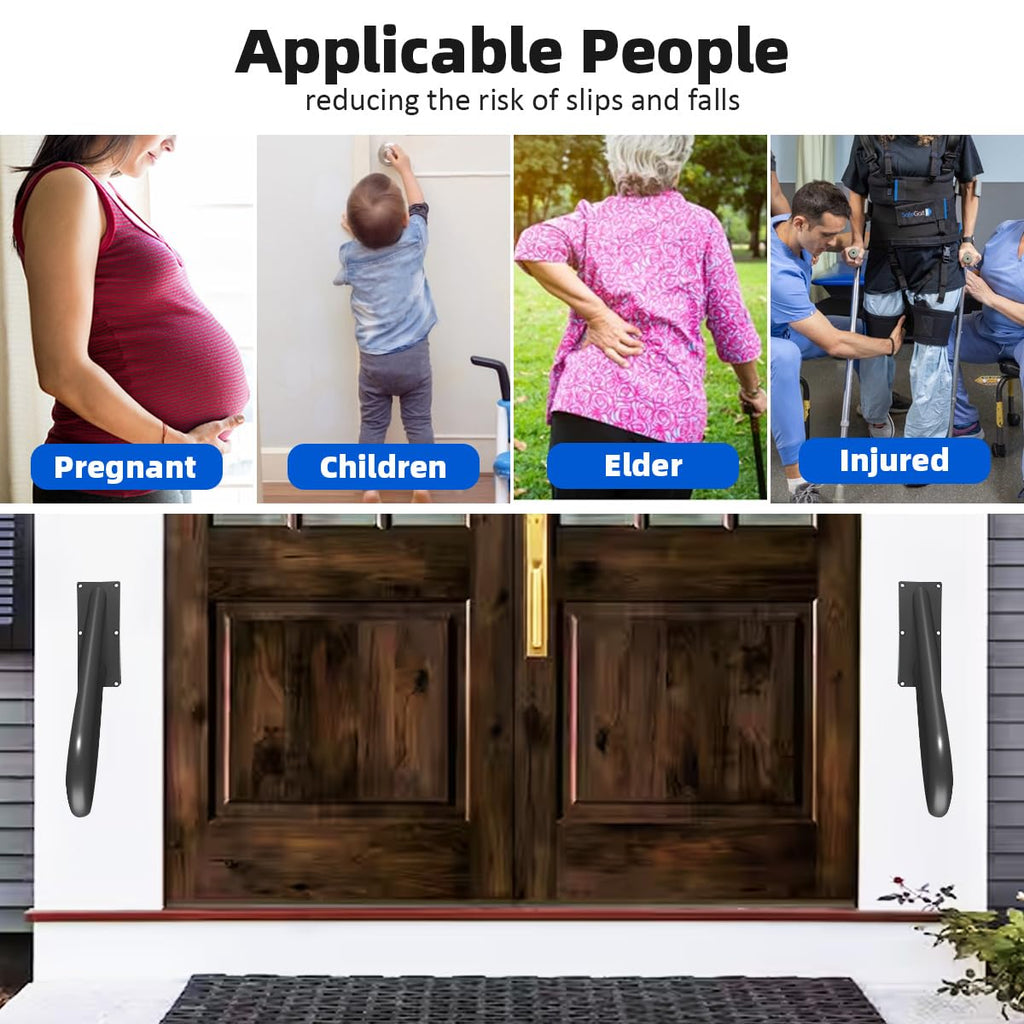 Handrails for Exterior Interior Steps Wall Mount with Matte Black Finished Stair Handrails for Kids Elderly Pregnant Women Disabled Stairway Railing Doorways Courtyard with Hardware 20 INCH