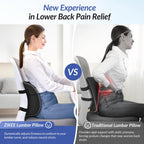 ZIKEE Airbag Lumbar Support Pillow for Office Chair and Car Seat, Adjustable Memory Foam Lumbar Pillow for Contoured Lower Back Support & Pain Relief, Lower Back Cushion with Dual Straps & Airy Fabric