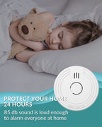 Ecoey Smoke Alarm Fire Detector, Battery Included Photoelectric Smoke Detector with Test Button and Low Battery Signal, Small Fire Alarm for Home, Bedroom FJ136GB, 8 Packs