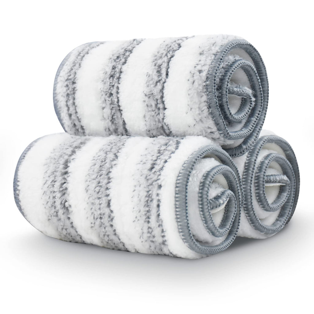 BOSHENG Flat Mop Pads, Mop Replacement Pads, Stronger Absorbent Microfiber Mop Pads, Machine Washable Pads, Refill 3 Packs