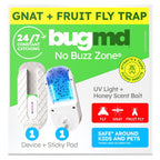 BugMD No Buzz Zone Fruit Fly Traps for Indoors with Honey Scent Bait & UV Light – Gnat Traps for House Indoor, Plug in Fly Trap Indoor, Bug Zapper Alternative, Mosquito Trap for Home