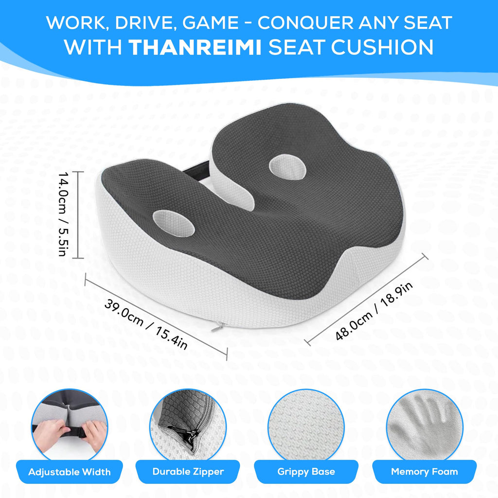 THANREIMI Memory Foam Outfany Ergoseat Cushion – Welnax Orthosoothe Seat Cushion, Libiyi, Hilipert Ergoseat – Coccyx Pain Relief Pillow for Car, Butt Cushion for Sitting, Comfort for Sedentary People
