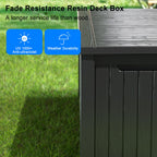 MAIUSCOLI 180 Gallon Resin Outdoor Deck Box Waterproof Patio Furniture, Garden Tools, Cushions, Pool Accessories Outside Storage (Black, 180 Gallon)