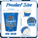 Whaline 100Pcs Graduation Disposable Cups Class of 2024 Congrats Grad Paper Cups Graduation Hat Stars Graduation Party Drinking Cups for Hot Drinks Cold Beverage Graduation Party Supplies, 9 Oz