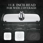 Veken 11.8 Inch Rectangle High Pressure Rain Shower Head Combo with Extension Arm- Wide Showerhead with 5 Handheld Water Spray - Adjustable Dual Showerhead with Anti-Clog Nozzles - Silver Chrome