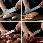 Brewin Chef's Knives, CHEFILOSOPHI Professional Chef Knife Set, Patented 5PCS Knife Set with Elegant Ergonomic Pakkawood Handle, Ultra Sharp Kitchen Knives, Japanese Chef Knife Set, Stainless Steel