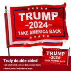 WHGJ Trump 2024 Flag Take America Back - Double Sided 3x5 ft, Heavy Duty 3 Ply Durable Polyester - Red Donald Trump President Flags Merchandise for Outdoor Indoor Fade Resistant Banner Decor