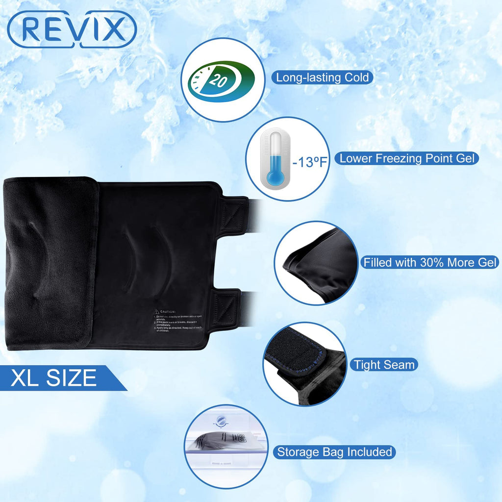 REVIX XL Ice Pack for Knee Replacement Surgery, Ice Knee Wrap with Cold Compression for Knee Pain Relief, Athletic Injuries, Arthritis, ACL, Tendonitis, Knee Cold Pack Wrap Around Knee for Swelling
