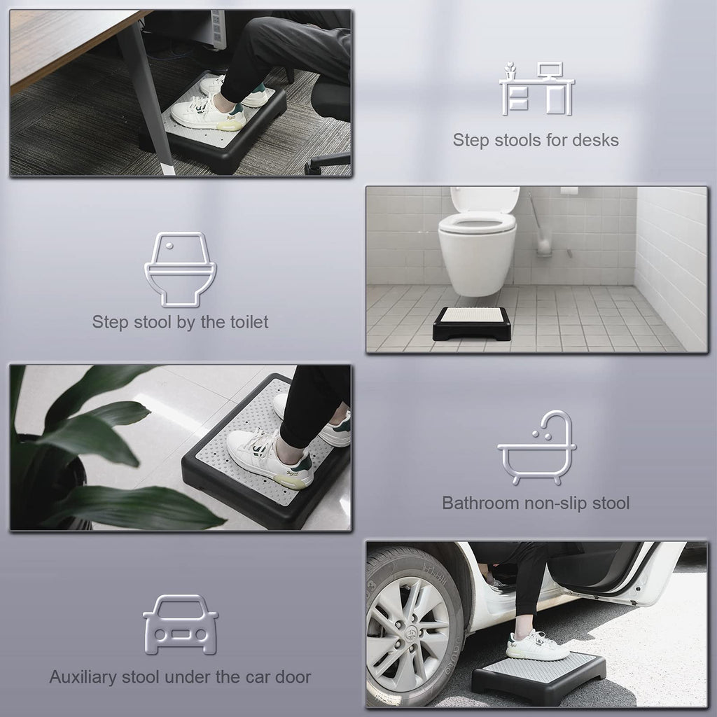 Outdoor Step 3-1/2 Inch, Indoor Step Stool for Bed, Portable Car Step Stool, Antislip Half Step Platform for Elderly, Mobility Step for SUV Stairs, Shower – Up to 500 lbs