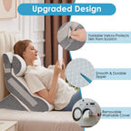 MEGCXIT 3PCS Bed Wedge Pillow for Headboard, 10-in-1 Adjustable Foam Wedge Pillow for Acid Reflux Relief, 23” Wide Triangle Pillow Wedge for Post Surgery, Back Pain Relief & Snoring, White/Grey