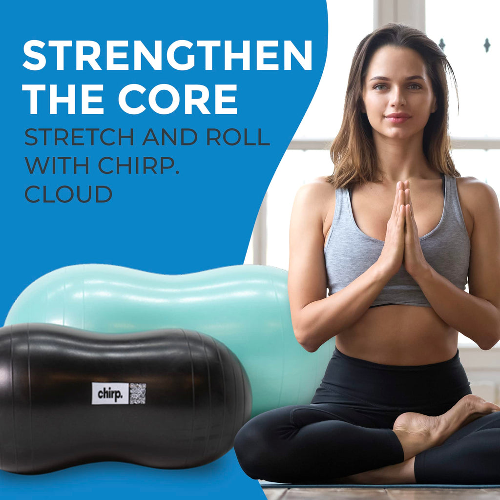 Chirp Cloud Peanut Mobility Ball for The Back, Physical Therapy Massage Ball for Adults, Exercise Balance Ball, Sensory Therapy Toys for Autistic & ADHD - 2 Pack (Mint 100x50cm, Black 60x30cm)